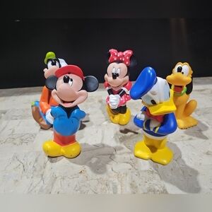 Vintage Disney Hard Plastic Figures 6”‎ Mickey Mouse Lot of 5 1980's Original